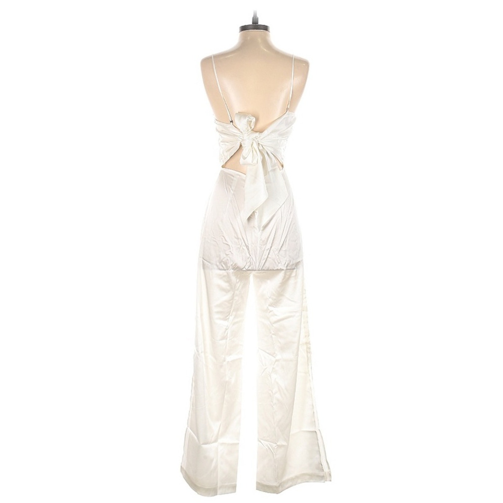 Nwt Silk Maison Side Slit Silk Culotte Jumpsuit Pearl White Sizexs — image 4 of 8